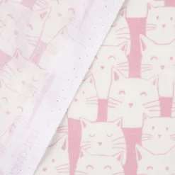 Baumwollstoff Katzen creme rosa 1,4m Breite