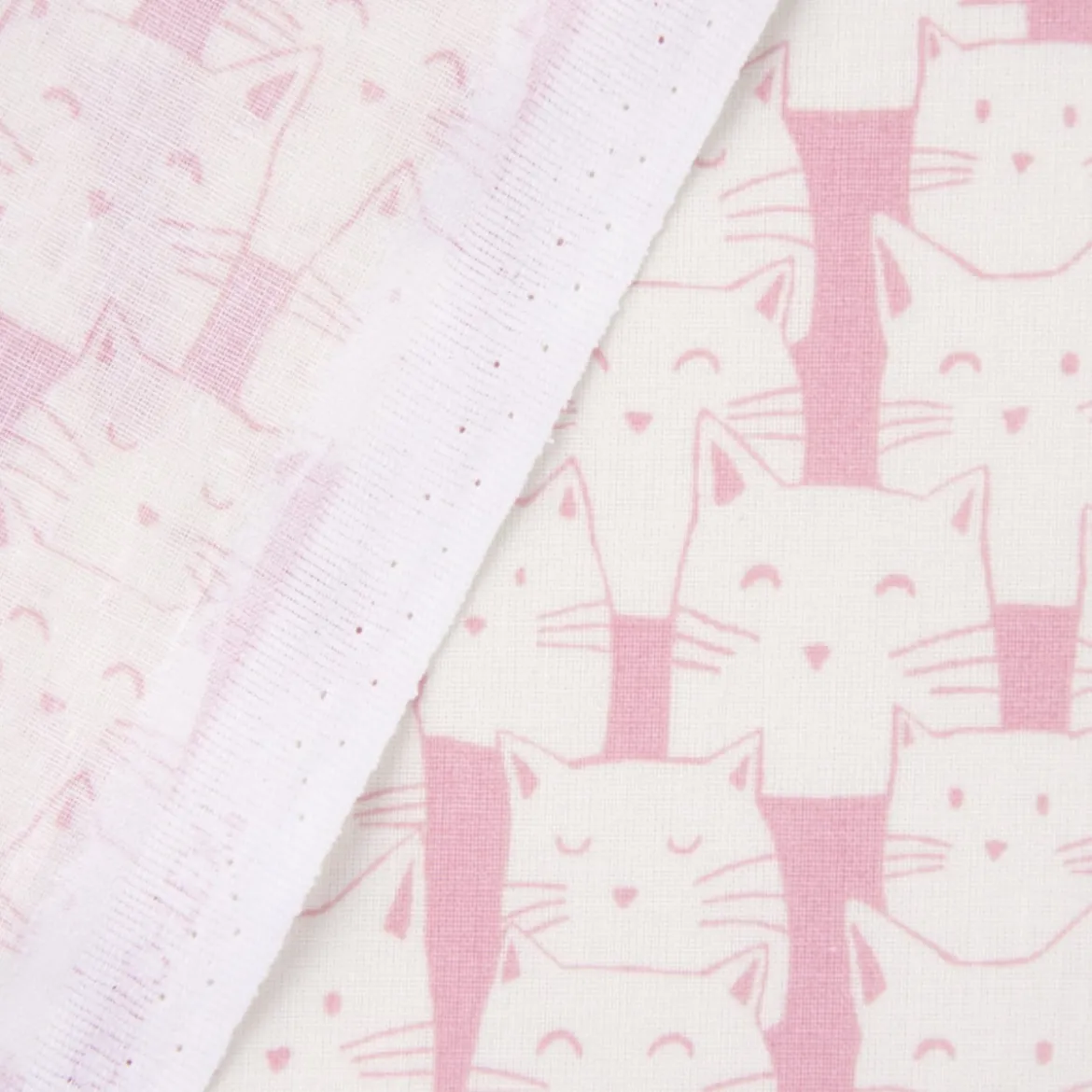 Baumwollstoff Katzen creme rosa 1,4m Breite