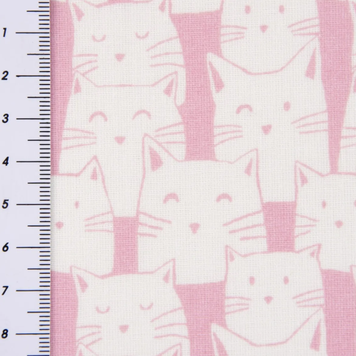 Baumwollstoff Katzen creme rosa 1,4m Breite