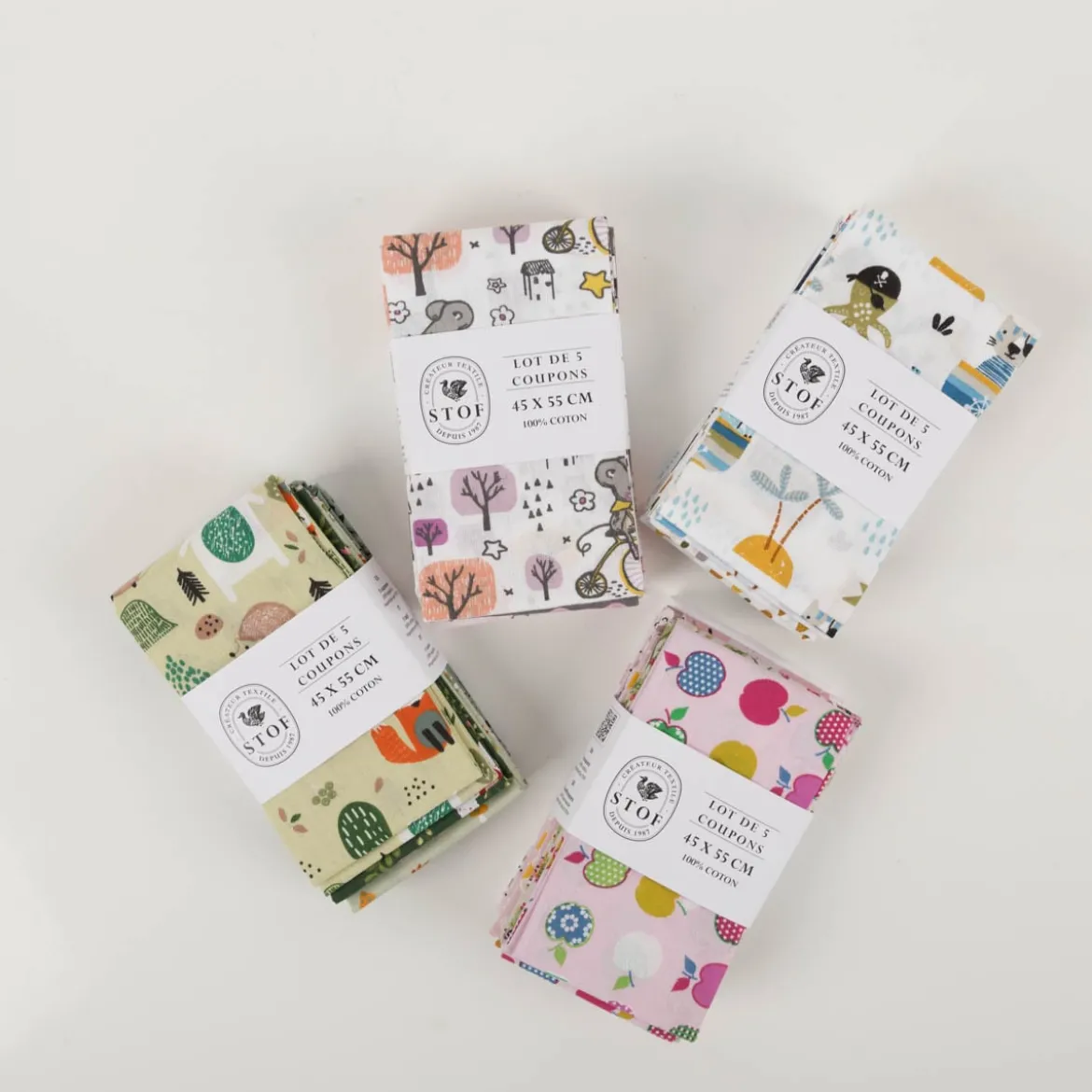 Baumwollstoff Kinder Patchwork Set mit 5 Stoffabschnitten 44x55cm