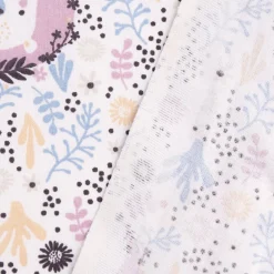 Baumwollstoff Kinderstoff Webware Monaha Bären Blümchen weiß lila pastell 1,47m Breite