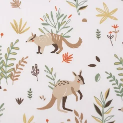 Baumwollstoff Kinderstoff Webware Tiere aus Australien weiß grün beige 1,47m Breite