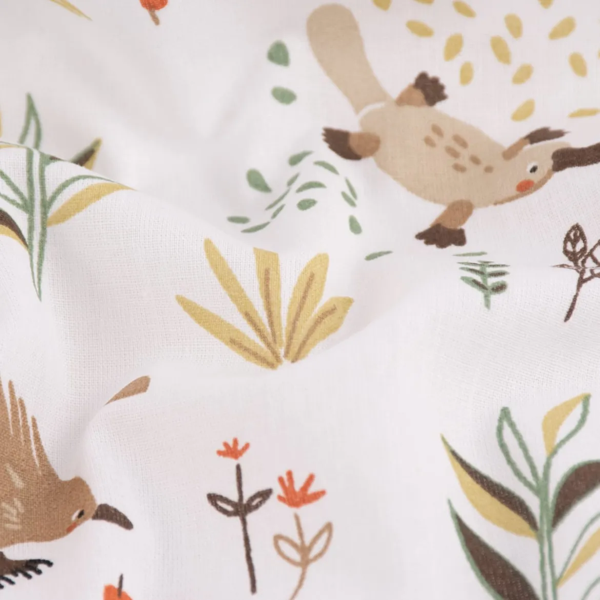 Baumwollstoff Kinderstoff Webware Tiere aus Australien weiß grün beige 1,47m Breite