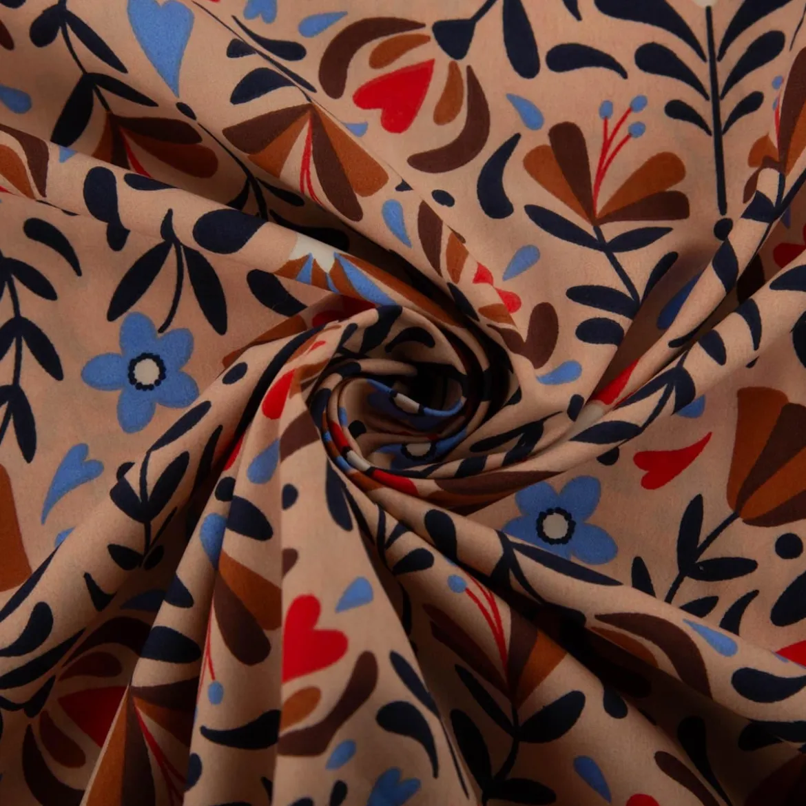 Baumwollstoff Lafleur Scandi Blumen beige 1,47m Breite