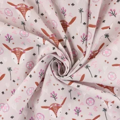 Baumwollstoff LOUNA Reh Boho Blumen hellbeige braun weiß rosa 1,5m Breite