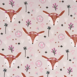 Baumwollstoff LOUNA Reh Boho Blumen hellbeige braun weiß rosa 1,5m Breite
