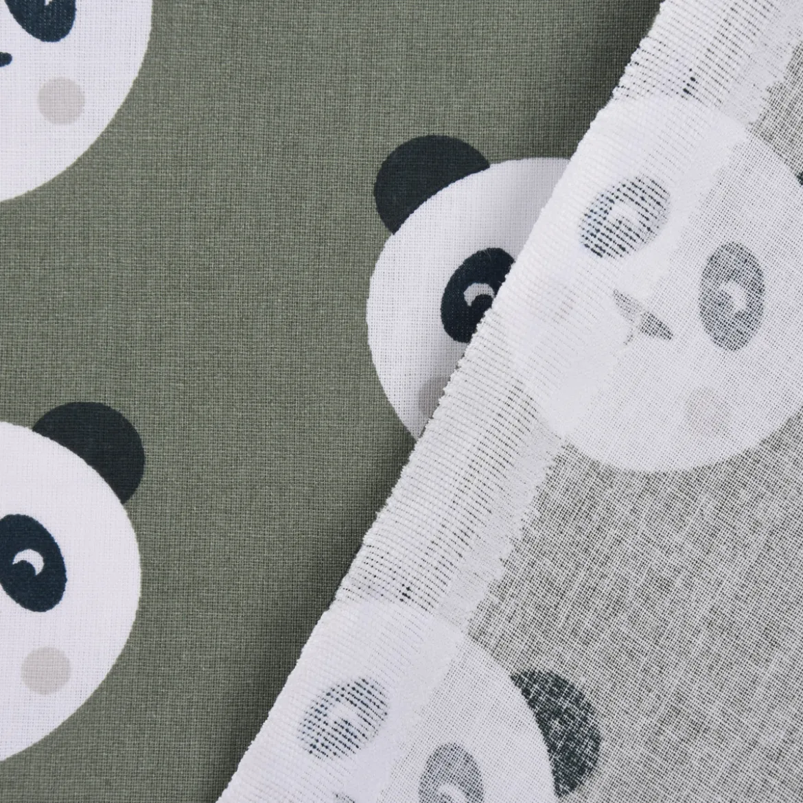 Baumwollstoff MAOTEY Pandabär grün weiß schwarz 1,5m Breite