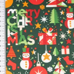 Baumwollstoff Merry Christmas grün rot 1,40m Breite
