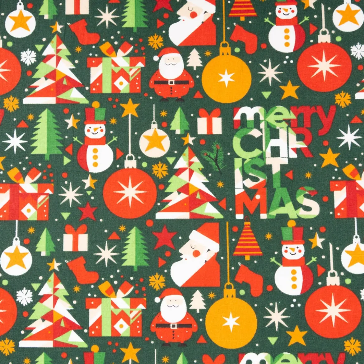 Baumwollstoff Merry Christmas grün rot 1,40m Breite