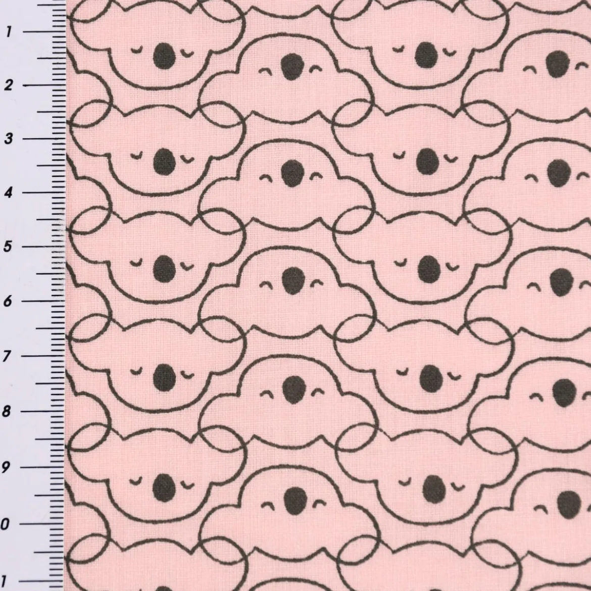 Baumwollstoff MIKOA Koala Kopf rosa dunkelgrau 1,50m Breite