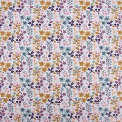 Baumwollstoff MILLY Blumen Sträucher weiß bunt 1,5m Breite