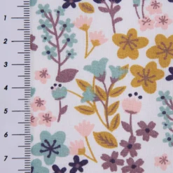 Baumwollstoff MILLY Blumen Sträucher weiß bunt 1,5m Breite