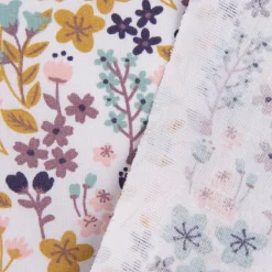 Baumwollstoff MILLY Blumen Sträucher weiß bunt 1,5m Breite