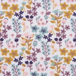 Baumwollstoff MILLY Blumen Sträucher weiß bunt 1,5m Breite