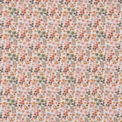 Baumwollstoff MILLY Blumen Sträucher weiß altgrün rosa ocker 1,5m Breite