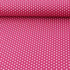Baumwollstoff Mini Sterne cerise pink weiß