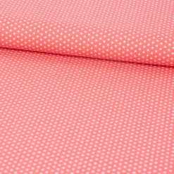 Baumwollstoff Mini Sterne koralle weiß 1,40m Breite