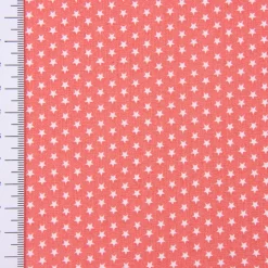 Baumwollstoff Mini Sterne koralle weiß 1,40m Breite