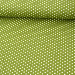 Baumwollstoff Mini Sterne oliv grün weiß