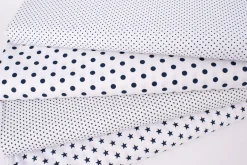 Baumwollstoff Mini Sterne weiß dunkelblau 1,40m Breite