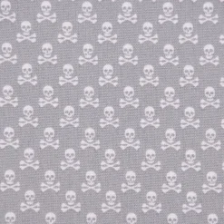Baumwollstoff Mini Totenköpfe grau 1,45m Breite