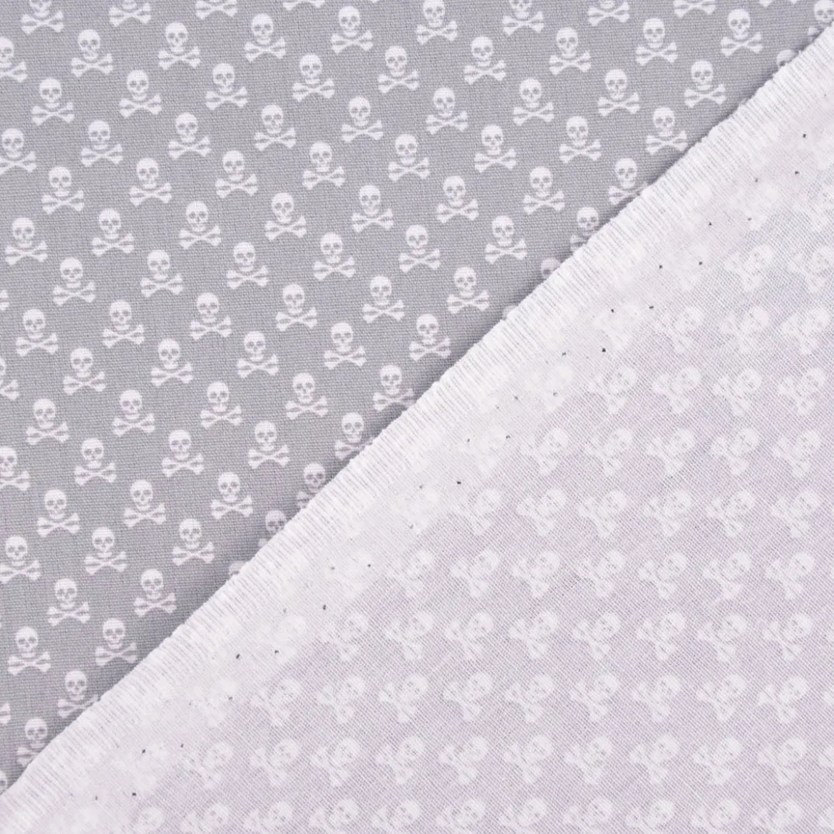 Baumwollstoff Mini Totenköpfe grau 1,45m Breite
