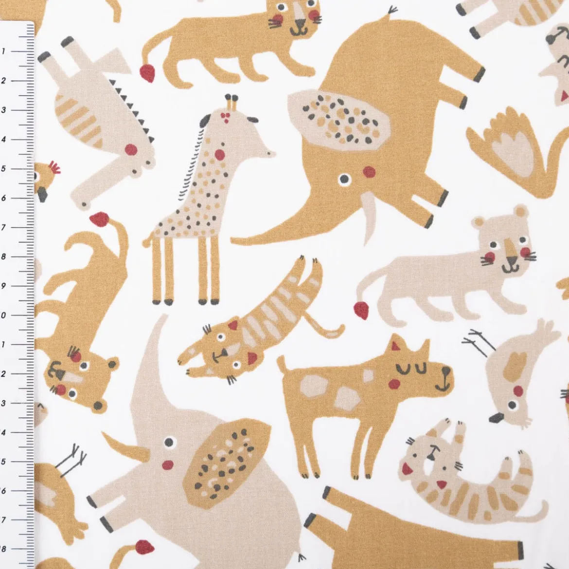 Baumwollstoff Mizoun Tiere weiß beige 1,47m Breite
