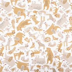 Baumwollstoff Mizoun Tiere weiß beige 1,47m Breite