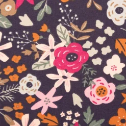 Baumwollstoff Olga Blumen dunkelblau rosa 1,47m Breite