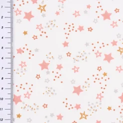 Baumwollstoff Organic Bio LYRA Sterne weiß rosa hellgrau goldfarbig 1,5m Breite