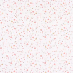 Baumwollstoff Organic Bio LYRA Sterne weiß rosa hellgrau goldfarbig 1,5m Breite