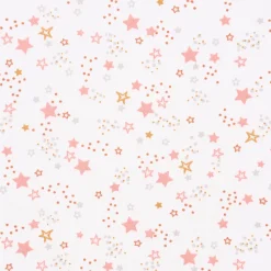 Baumwollstoff Organic Bio LYRA Sterne weiß rosa hellgrau goldfarbig 1,5m Breite