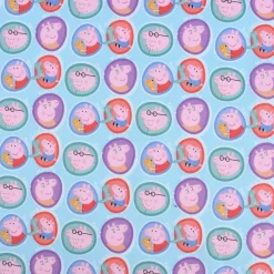 Baumwollstoff Organic Bio Popeline Peppa Wutz Familie blau 1,50m Breite