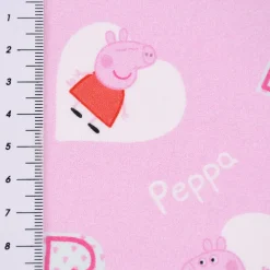 Baumwollstoff Organic Bio Popeline Peppa Wutz Herzen rosa 1,50m Breite