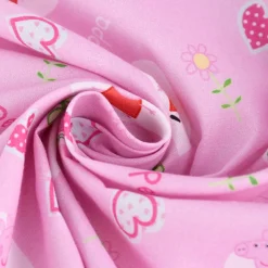 Baumwollstoff Organic Bio Popeline Peppa Wutz Herzen rosa 1,50m Breite