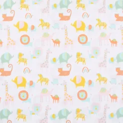 Baumwollstoff Organic Bio Popeline Safari Freunde weiß bunt 1,50m Breite