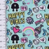 Baumwollstoff Organic Bio Popeline Trolls Happy Vibes türkis 1,50m Breite
