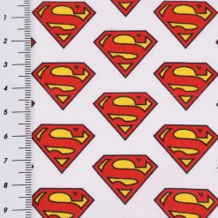 Baumwollstoff Organic Bio Popeline Superman™© Logo weiß 1,50m Breite
