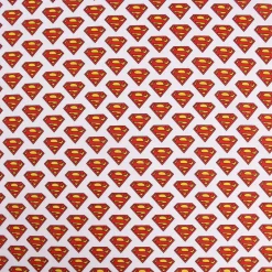 Baumwollstoff Organic Bio Popeline Superman™© Logo weiß 1,50m Breite
