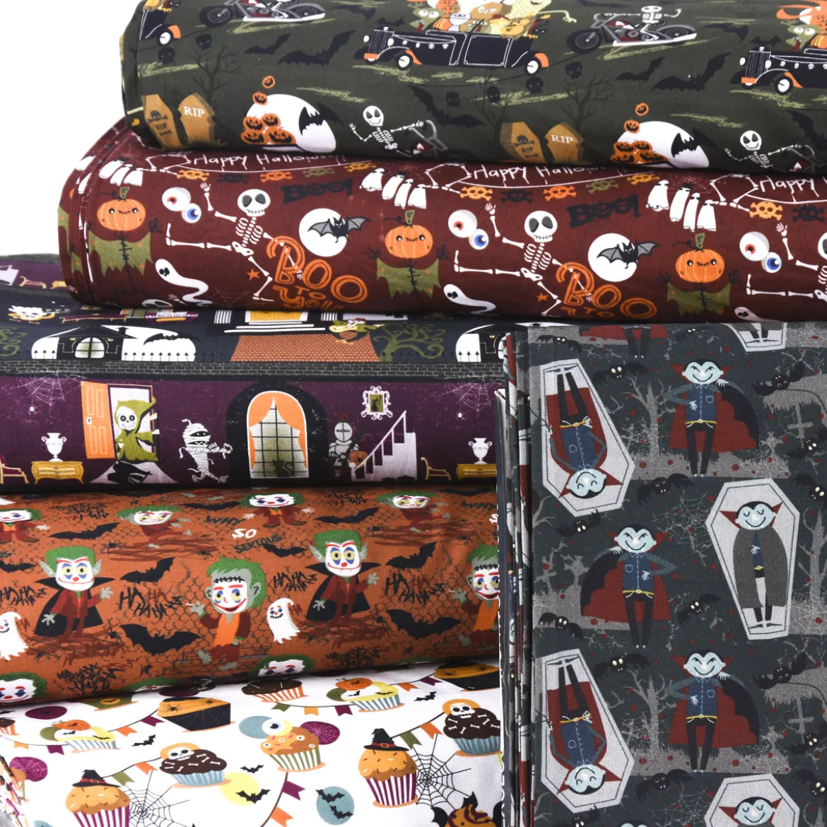 Baumwollstoff Organic Bio Popeline Halloween Frankenstein Monster braun grün orange 1,50m Breite