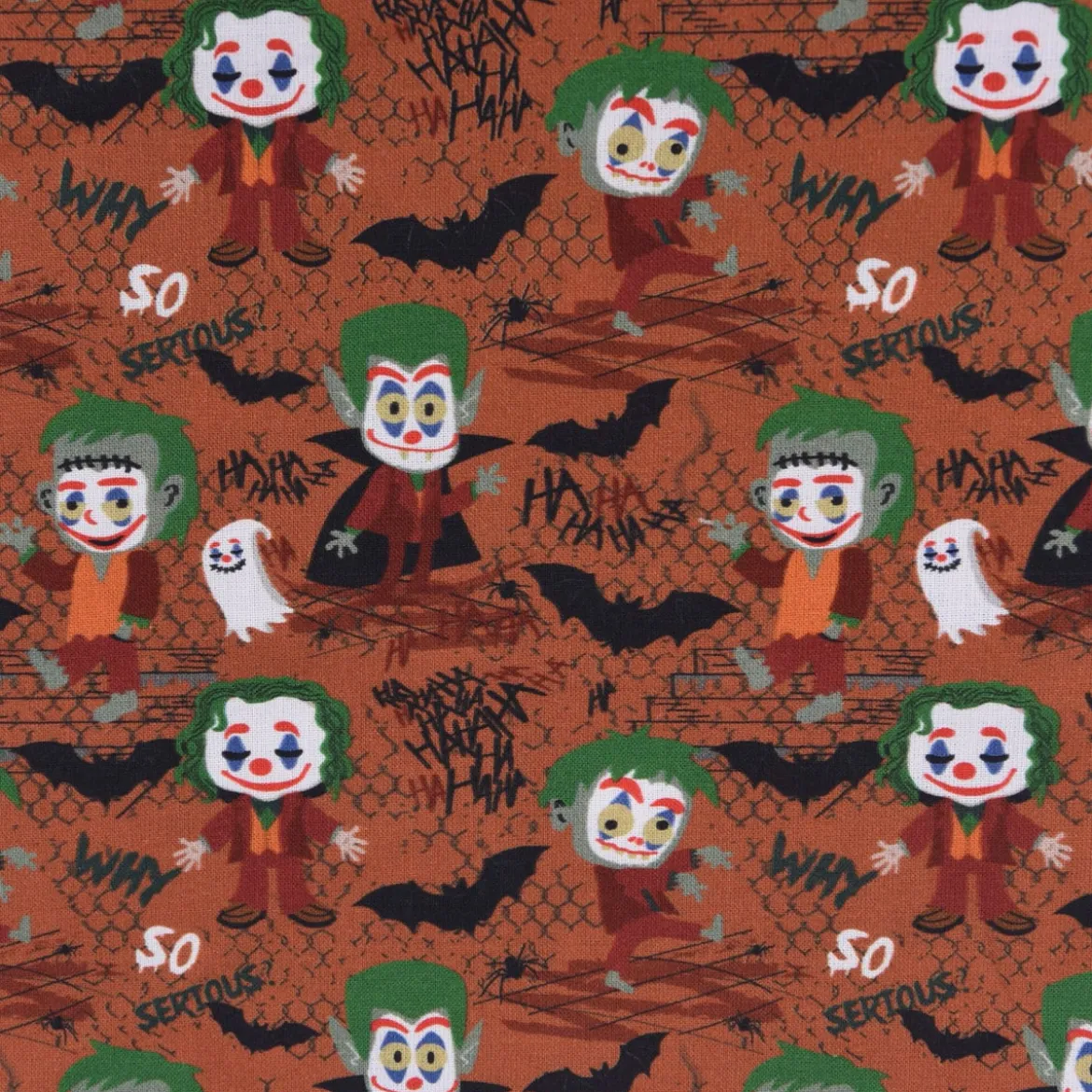 Baumwollstoff Organic Bio Popeline Halloween Frankenstein Monster braun grün orange 1,50m Breite