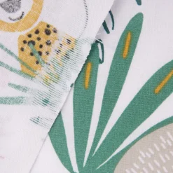 Baumwollstoff PAYADI Papagei Faultier Affe Tukan Tiger Palmenblatt weiß bunt 1,5m Breite