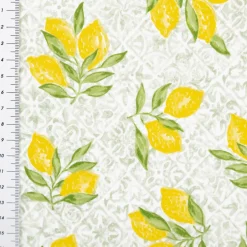 Baumwollstoff Percale Algarve Zitronen grün 1,5m Breite