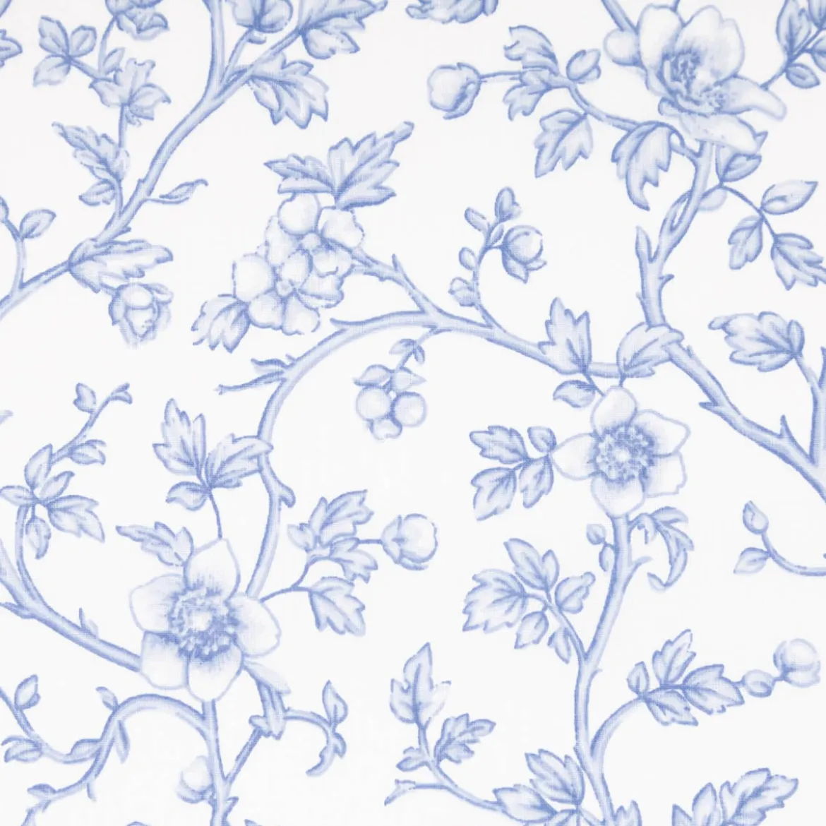 Baumwollstoff Perkal Retro Blumenranken Elisabeth ecru blau 1,5m Breite