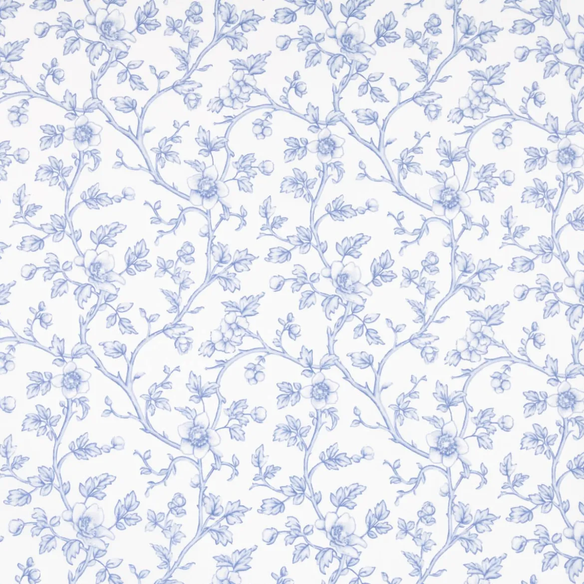 Baumwollstoff Perkal Retro Blumenranken Elisabeth ecru blau 1,5m Breite