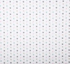 Baumwollstoff Pfotenabdrücke weiß rosa türkis beige 1,40m Breite