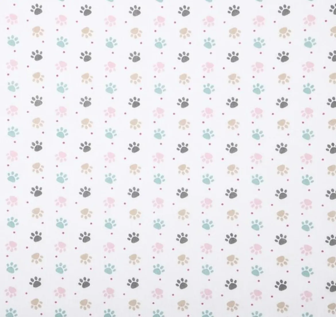 Baumwollstoff Pfotenabdrücke weiß rosa türkis beige 1,40m Breite