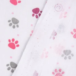 Baumwollstoff Pfoten Tatzen Abdrücke weiß grau rosa pink beere 1,4m Breite