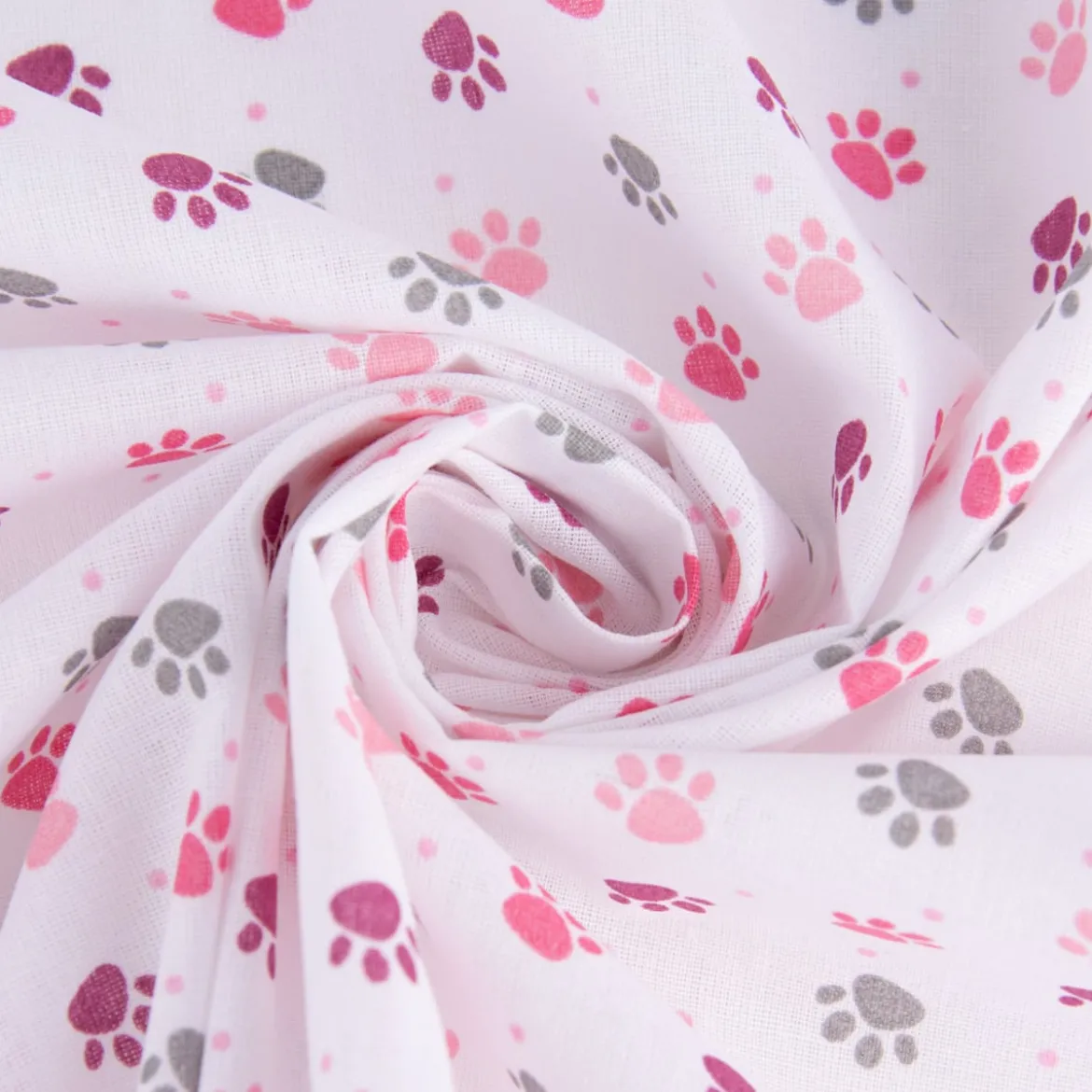 Baumwollstoff Pfoten Tatzen Abdrücke weiß grau rosa pink beere 1,4m Breite