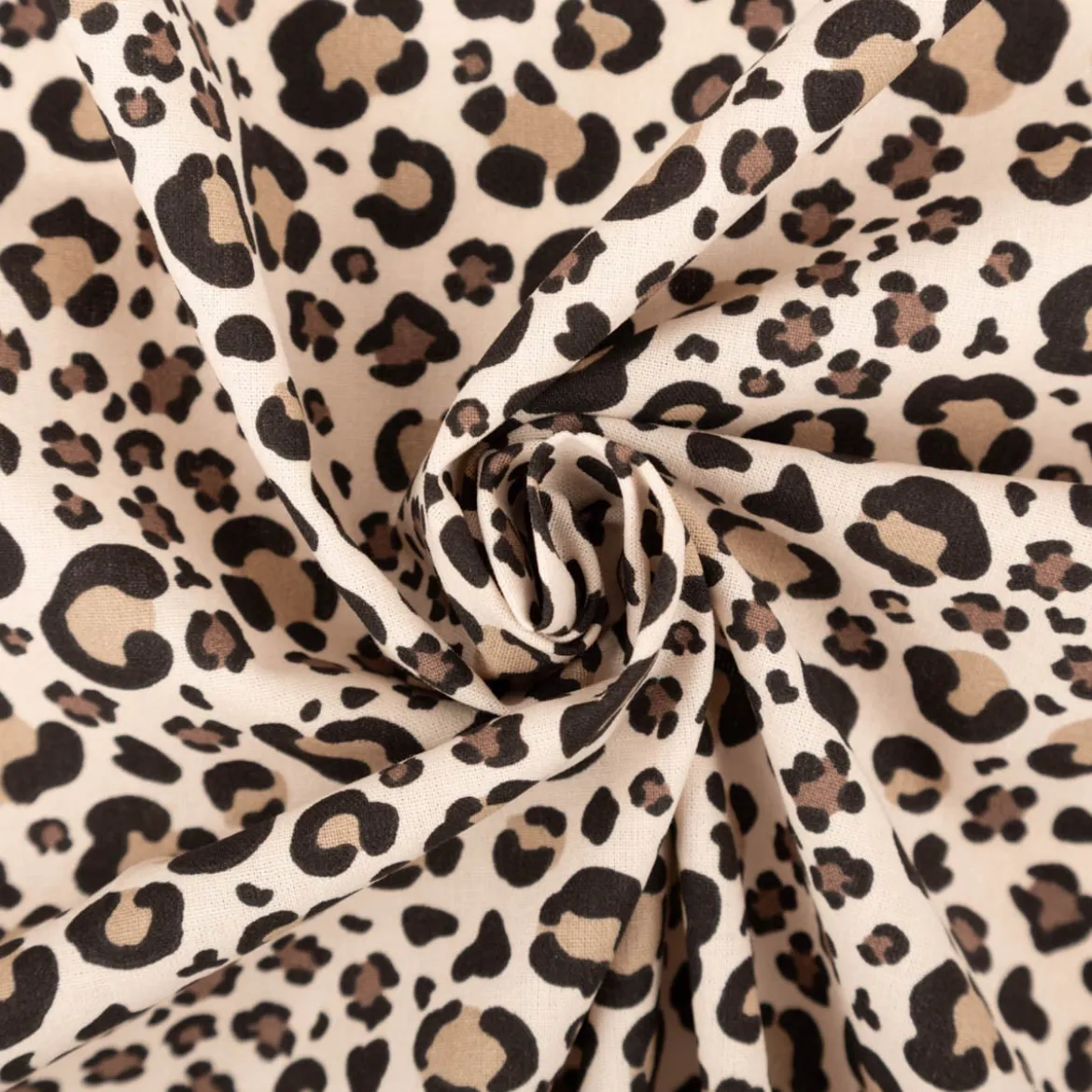 Baumwollstoff Popeline Benja Leopardenmuster beige grau 1,50m Breite